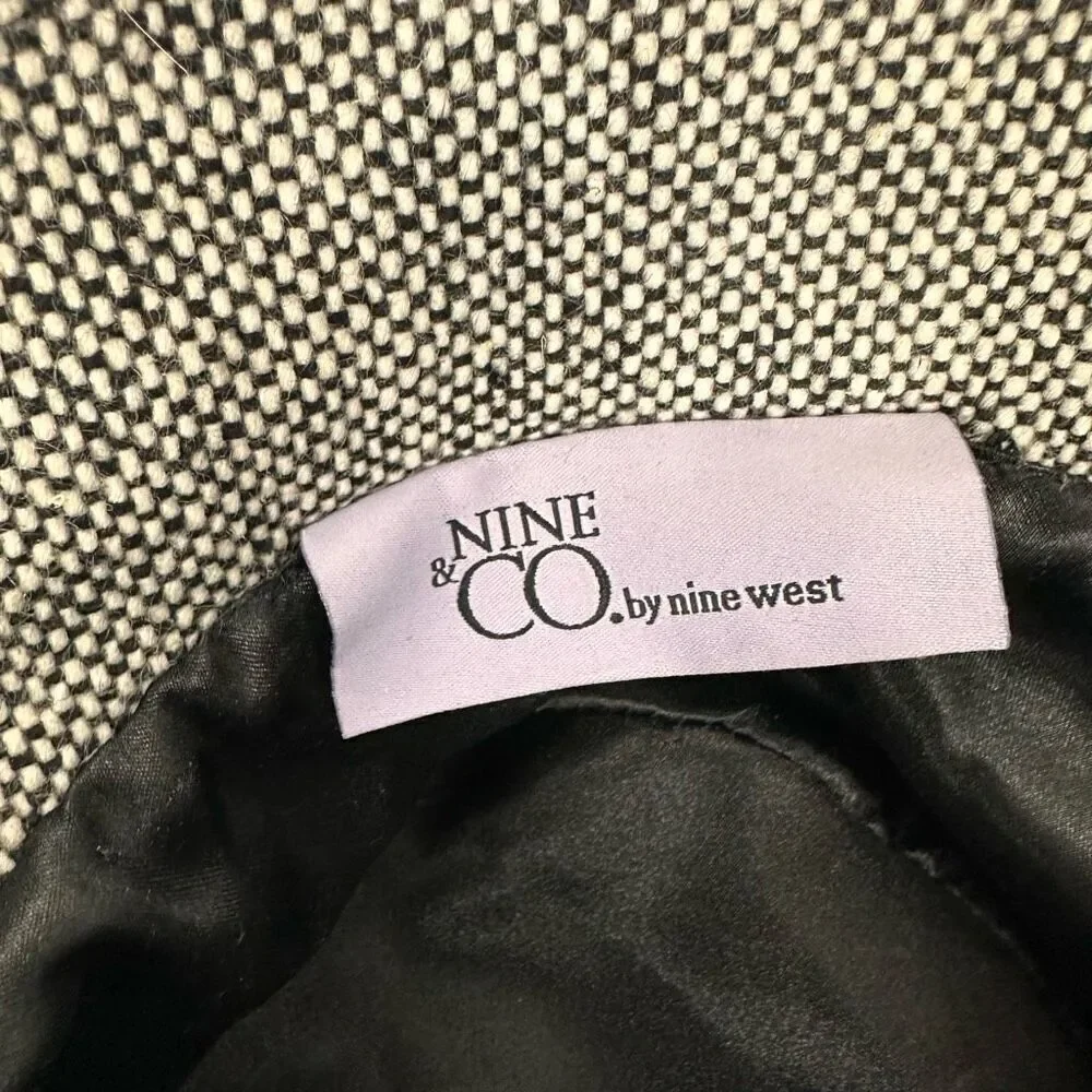 Nine West Nine & Co Women's Bucket Hat Black & White Tweed with Grosgrain Ribbon